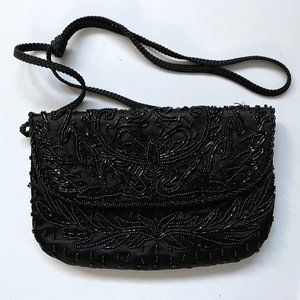 Beaded Dressy Clutch Purse Black